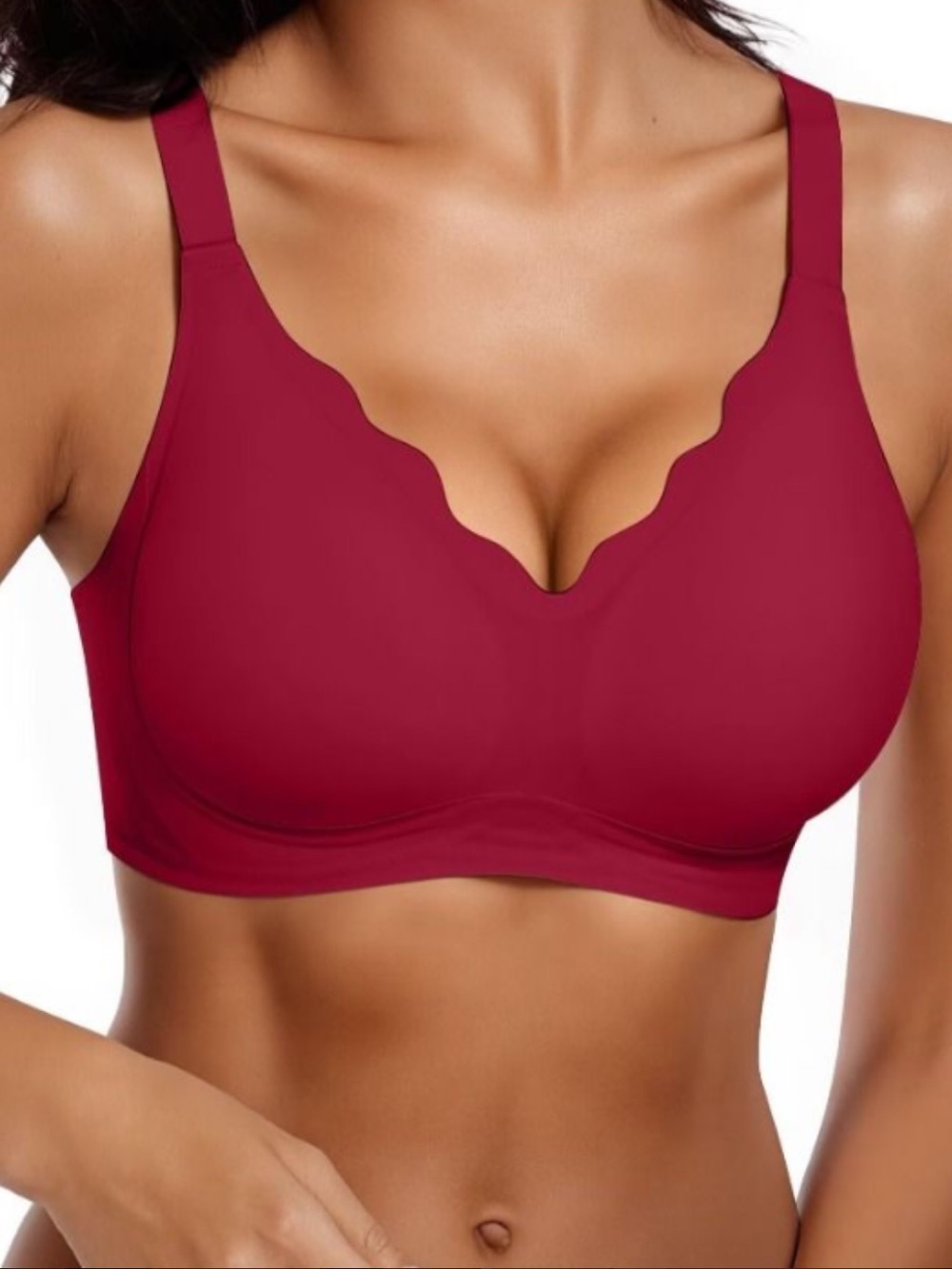 Vertvie Red Scalloped Bra Size 2XL